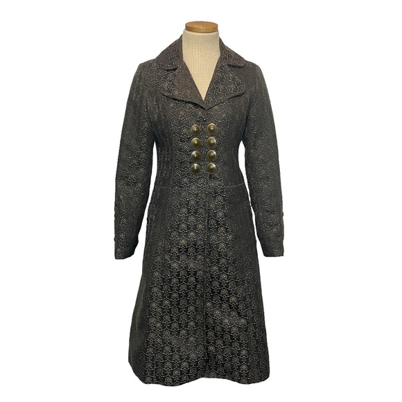 Y2K Vintage THE PEOPLE HAVE SPOKEN Steampunk Brocade Waistcoat Coat 90s Y2K S - Picture 1 of 16